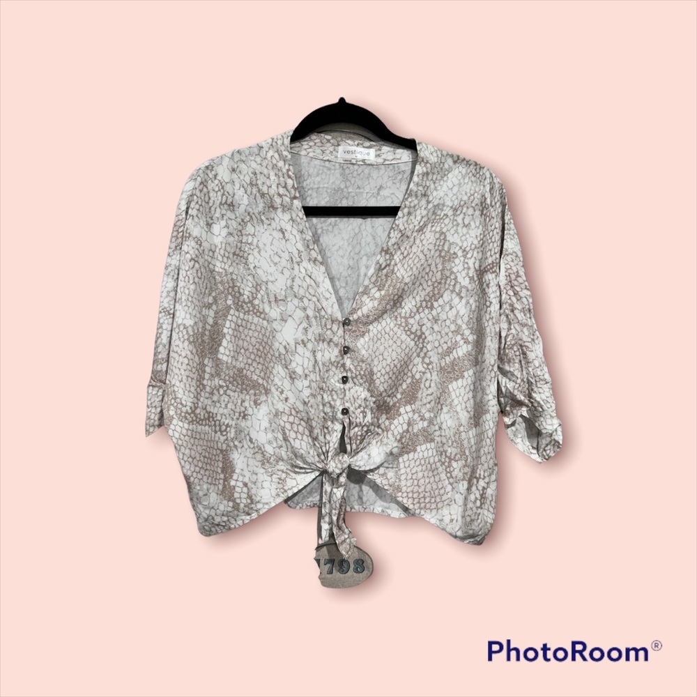 Snake Print Tie Front Women’s Top